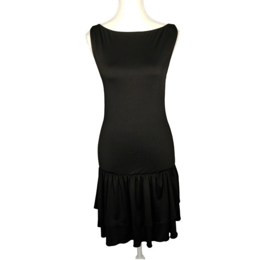 NWT Justify Black‎ Sleeveless Scoop Neck Ruffle Hem Dress Women's Size M